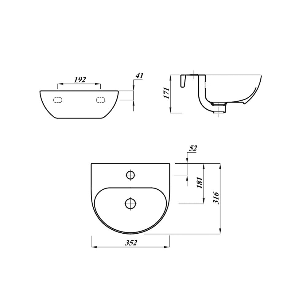 Cleo 350mm Cloakroom Washbasin