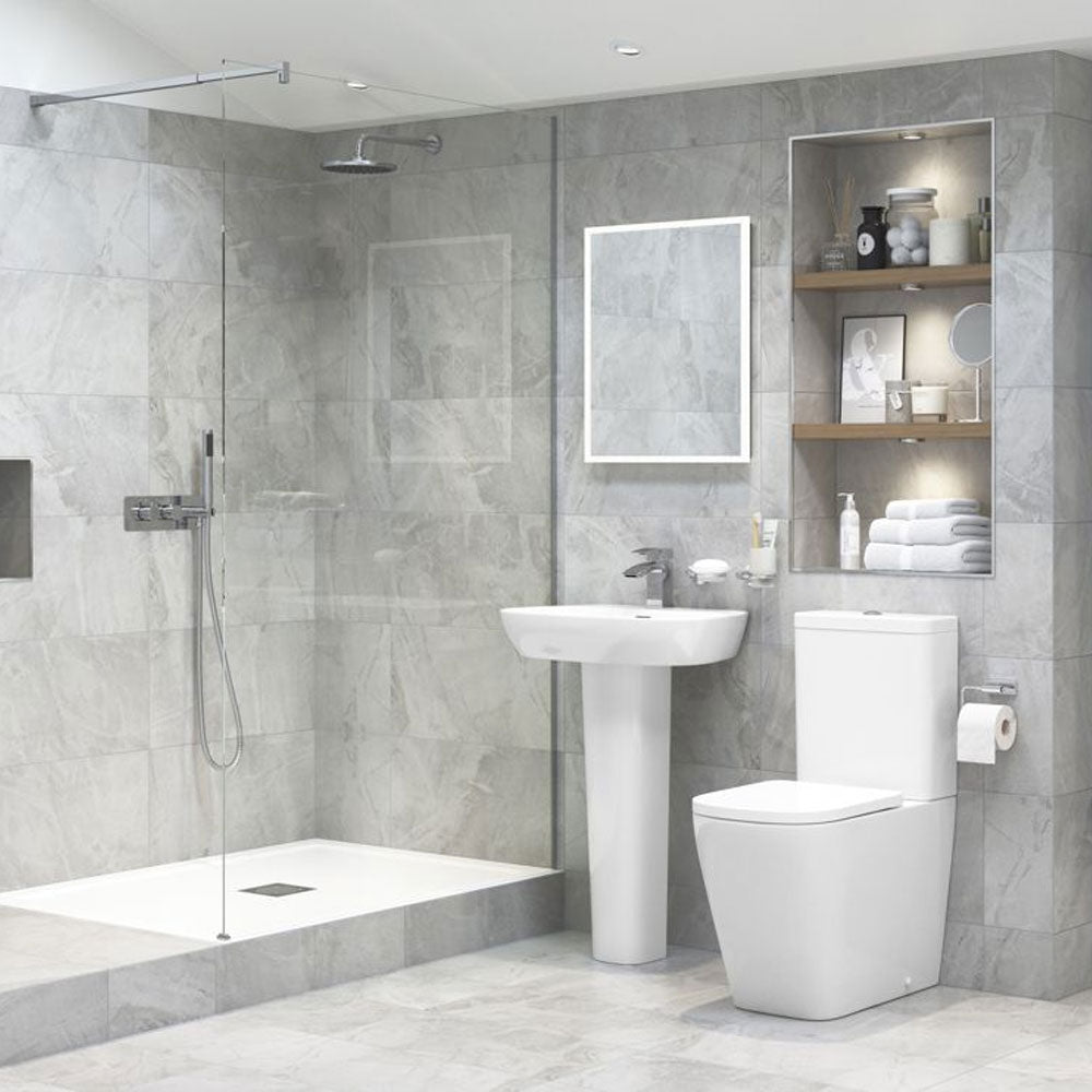 Tilia Close Coupled Space Saving Rimless Toilet Open BackWith Soft Close Seat