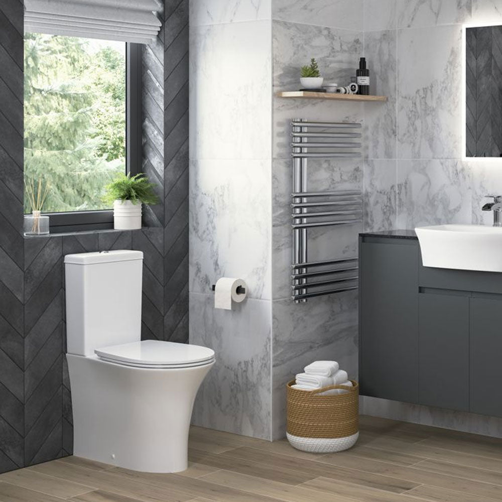 Sandro Close Coupled Rimless Open Back Toilet With Soft Close Seat