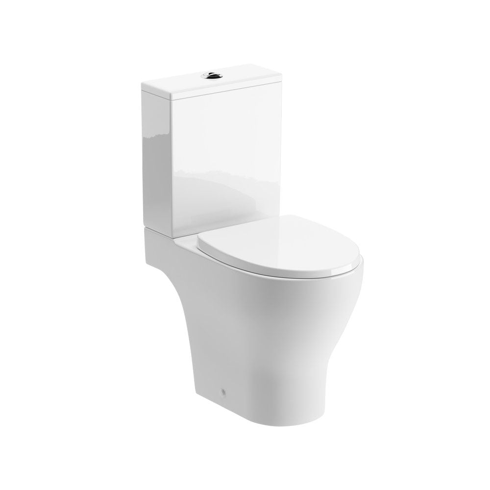 Lily Close Coupled Space Saving Rimless Open Back Toilet With Soft Close Seat