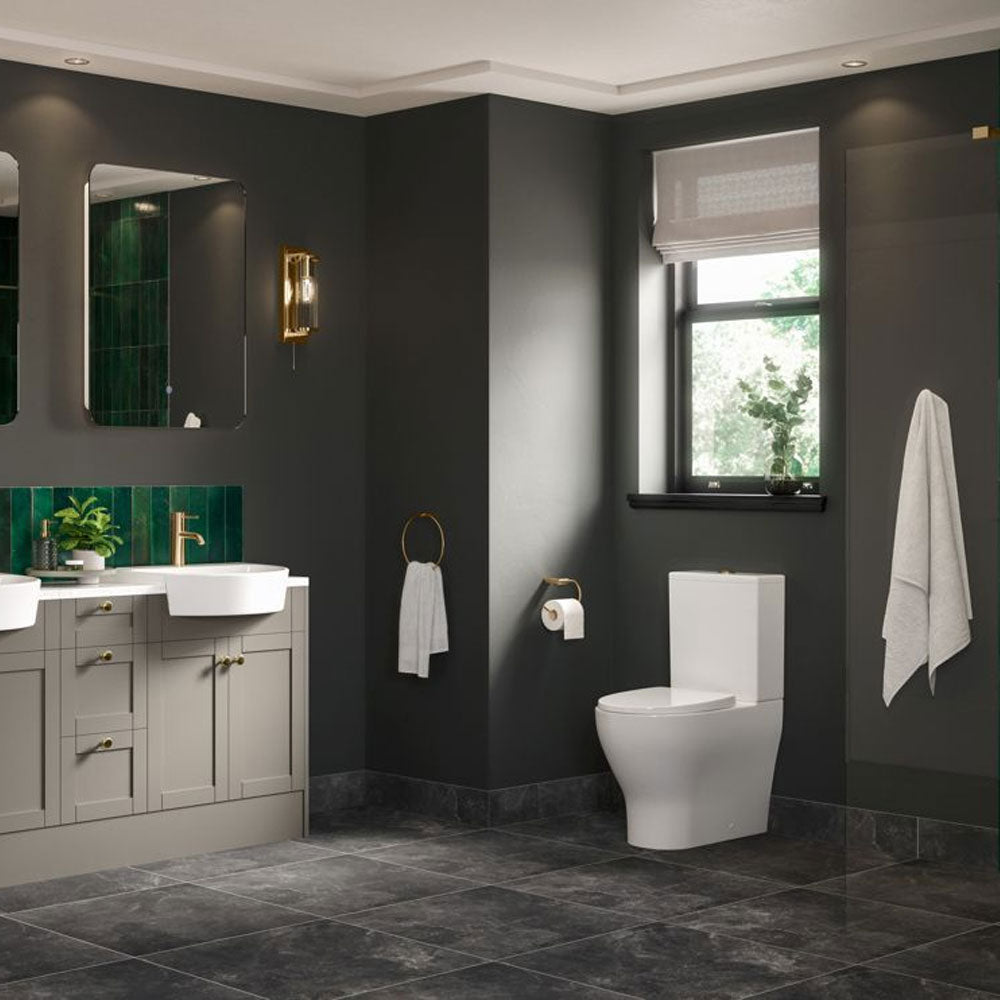 Lily Close Coupled Space Saving Rimless Open Back Toilet With Soft Close Seat