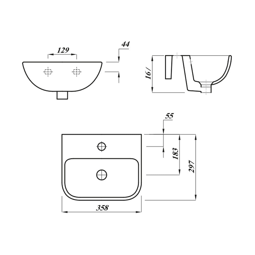 Cleo 350mm Wall Mounted Compact Basin