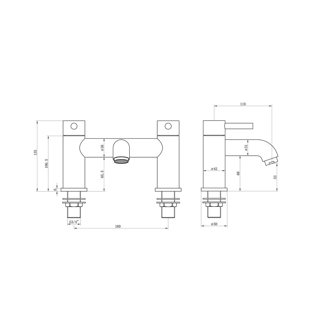 Pescara Deck Mounted Bath Filler Chrome