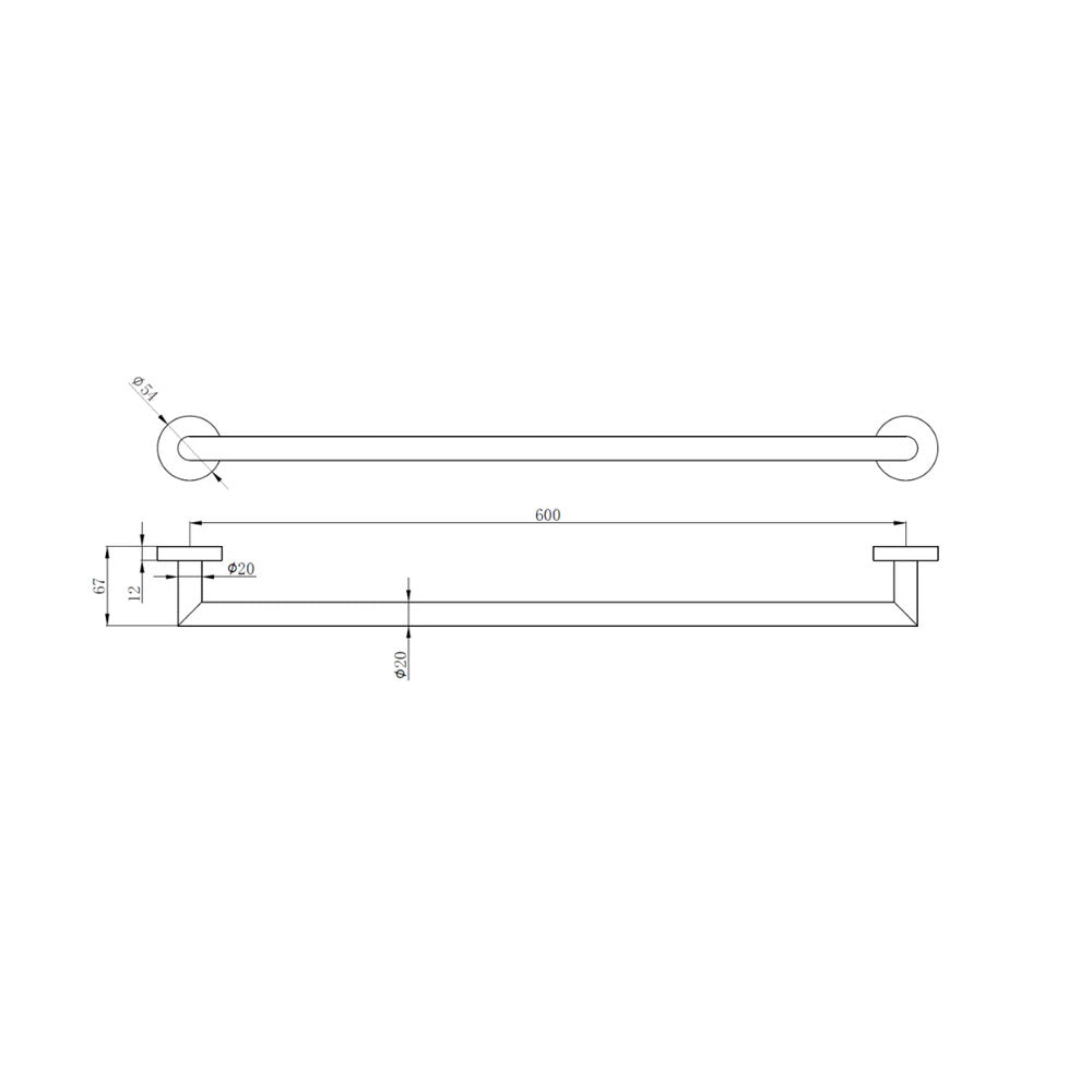 Melbourne Single Towel Rail 600mm