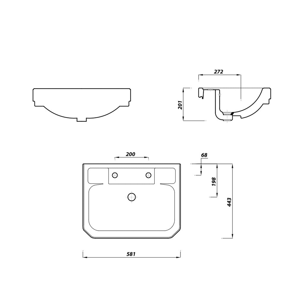 Saffia 580mm Semi Recessed Washbasin